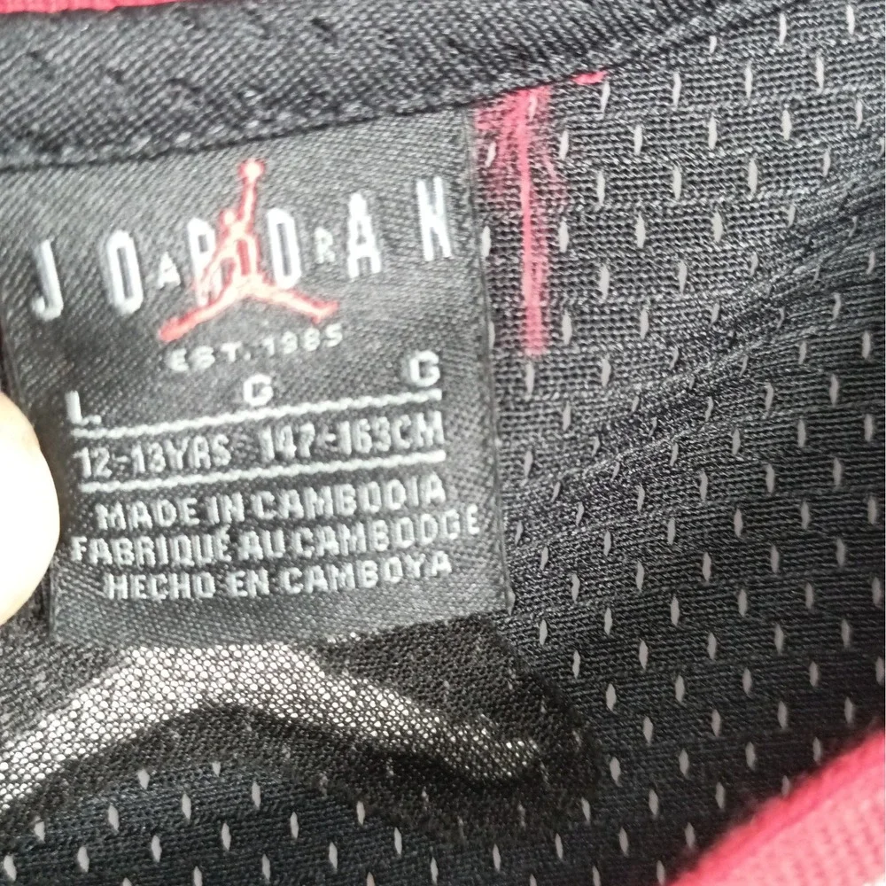 Jordan Youth Large Basketball Jersey Grey Red Michael Jordan 23 Mesh Shirt